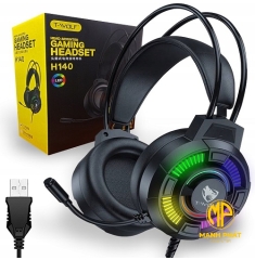 Headphone Gaming T-WOLF H140 (âm thanh vòm 7.1, RGB LED, tai nghe 50mm, miếng đệm lót êm, Mic lọc tạp âm, dây 3.5mm dài 1.8m)