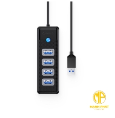 Bộ chia USB HUB USB-A sang 4 cổng USB3.0 ORICO (HUB PW4U-U3-015-BK-EP)