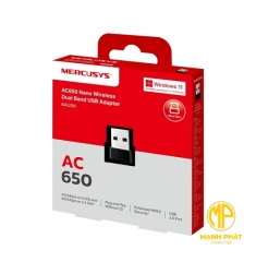 USB MERCUSYS Wi-Fi Băng Tần Kép Nano AC650 MA20N