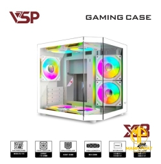 Vỏ Case VSP X8 Trắng (mATX USB 3.0 | Case bể cá góc xéo | 3 kính cường lực (Chưa fan))