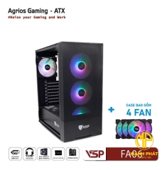Vỏ Case VSP Gaming FA06 Đen 4Fans Led (ATX USB 3.0 | Có Sẵn 4Fan LED | Mặt trước lưới | Nắp hông kính)