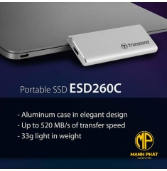 Ổ cứng di động External SSD Transcend ESD260C USB 3.1 Gen2 Type-C 1TB TS1TESD260C