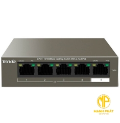 Switch để bàn 5 cổng 10/100Mbps với 4 cổng PoE TENDA TEF1105P-4-63W