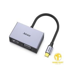 Bộ chuyển đổi Jasoz T-H105 USB-C Sang HDMI Và VGA Hỗ Trợ Xuất 2 Màn Cùng Lúc Cao Cấp 