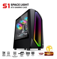 Vỏ Case VSP Gaming S1 Đen (ATX USB 3.0 | Có Sẵn LED ARGB vô cực | Nắp hông kính)