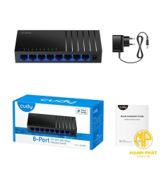 Switch Gigabit Cudy GS108D Switch 8 port Gigabit không quản lý, vỏ nhựa hiệu năng cao cho việc triển khai internet, camera IP