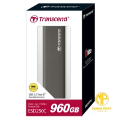 ổ cứng gắn ngoài 960GB SSD ESD250C USB 3.1 Gen 2 type C Transcend (Seq R/W: 520/460MB/s) TS960GESD250C