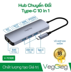 Bộ chuyển đổi Typec 10 trong 1 Veggieg V-TC10R (BCD V-TC10R)