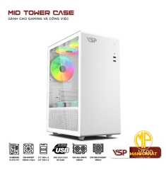 Vỏ Case máy tính VSP V500 Trắng (mATX USB 3.0 | SPCC 0.6mm | Nắp hông kính)
