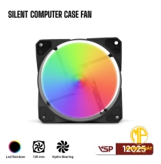 Quạt Tản Nhiệt VSP Silent Case Fan 12025 LED Rainbow Cổng Molex Đen