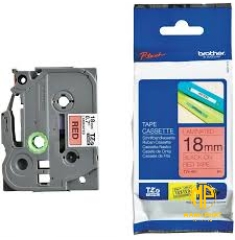 TZe-FX441	 - Nhãn TZe siêu dẻo - Chữ đen trên nền đỏ 18mm