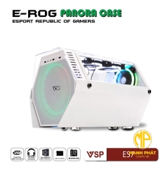 Vỏ Case VSP Esport Gaming ES7 Trắng (mATX USB 3.0 | Có Sẵn 1Fan 20cm + 1Fan 12cm LED RGB)