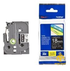 Tze-345	 - Nhãn TZe tiêu chuẩn - Chữ trắng trên nền đen 18mm