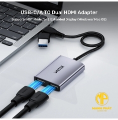 Cable USB/ Type-C - 2 HDMI Unitek V1427A (0,6m) (xuất ra 2 màn hình độc lập)