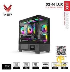 Vỏ Case VSP X3-M Lux Black (mATX USB 3.0 | Màn hình hiển thị nhiệt độ | 2 kính cường lực (Chưa fan))