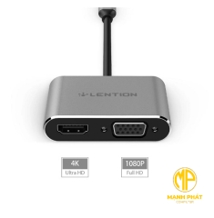 Bộ chuyển đổi USB-C sang HDMI và VGA Lention C51sHV