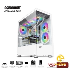 Vỏ Case VSP Gaming Aquanaut AX4 2 mặt kính Trắng (ATX USB 3.0 | Case 2 mặt kính cường lực lớn (Chưa fan))