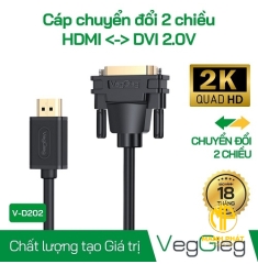 Dây chuyển đổi DVI to HDTV 2 chiều 1.5m Veggieg V-D202 (DM V-D202)