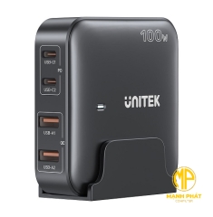Cốc Sạc 2USB/ 2Type-C + Dây nguồn số 8 (100w) Unitek P1229ABK/ P1229AWH