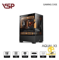 Vỏ Case VSP Aqual X3 Đen (mATX USB 3.0 | Case 2 kính cường lực (Chưa fan))