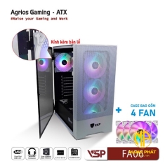 Vỏ Case VSP Gaming FA06 Trắng 4Fans Led (ATX USB 3.0 | Có Sẵn 4Fan LED | Mặt trước lưới | Nắp hông kính)