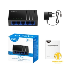 Switch Gigabit Cudy GS105D Switch 5 port Gigabit không quản lý, vỏ nhựa hiệu năng cao cho việc triển khai internet, camera IP