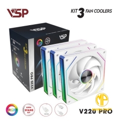 Fan Case VSP V220 Pro (Bộ 3 quạt 120mm + Hub | Trắng) ARGB SYNC