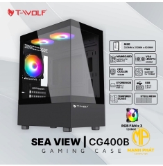 Case Gaming T-WOLF TW-CG400B (Màu Đen) Kèm 3 Fan Led RGB