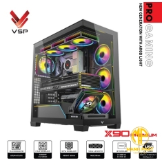 Case VSP Pro gaming X90 Premium led light ARGB (ATX Type-C | USB 3.0 | Có Sẵn LED ARGB (Chưa fan))