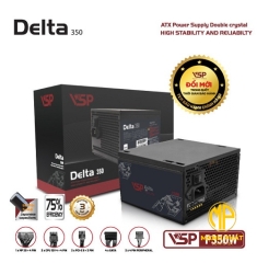 Bộ nguồn VSP Delta P350W (350W AC 200-240V/ 5A| 1*8Pin| 1* PCIe 8Pin| 2*Sata| 2*Molex| OVP, SCP)