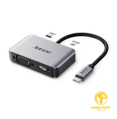Bộ Chuyển USB-C 4 Trong 1 Jasoz T-H107 Hỗ Trợ HDMI, VGA, USB 3.0, PD 100W hỗ trợ HDMI 4K, VGA 1080P, USB 3.0 5Gbps và PD 100W