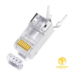Hạt Mạng RJ45 CAT7 Jasoz T-E174 (Hộp 50C) Mạ Vàng 50U Bọc Nhôm Có Kẹp Đuôi 