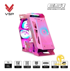 Vỏ Case VSP Esport Republic Of Gamers ES1 Hồng (mATX USB 3.0 | Có Sẵn Led RGB | Kính hông cường lực (Chưa fan))