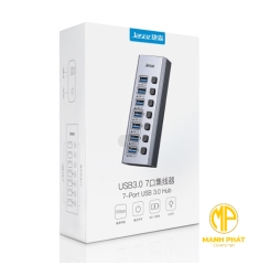Bộ Chia Cổng Jasoz T-F164 USB 3.0 Sang 7 Cổng Có Công Tắc Kèm Nguồn Phụ 12V2A ( Có Thể Sạc Được )