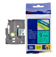 TZe-721 - Nhãn TZe tiêu chuẩn - Chữ đen trên nền xanh lá 9mm