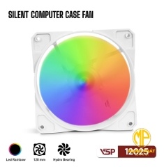 Quạt Tản Nhiệt VSP Silent Case Fan 12025 LED Rainbow Cổng Molex Trắng