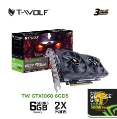 VGA T-WOLF TW-GTX1060 6G D5 | GTX1060/6GB/GDDR5/192bit/DVI-HDMI-DP*3/2Fan/6pin