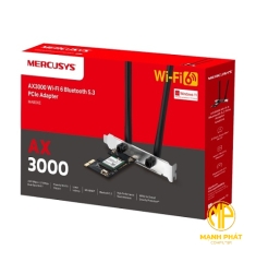 Adapter PCIe AX3000 Wi-Fi 6 Bluetooth 5.3 Mercusys MA80XE 