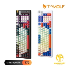 Bàn phím cơ không dây T-WOLF T70 LED RGB Bluetooth Wireless USB Type-C