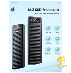 Hộp ổ cứng SSD ORICO M.2 SATA Type C - Tốc độ 5Gbps. PDDM2C3-BK-EP