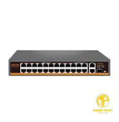 APTEK SH1863P Hybrid Poe Switch (18 cổng FE PoE + 6 cổng GE PoE) chuyên dụng cho camera, Access Point Gigabit truyền tín hiệu và cấp nguồn với khoảng cách 250m