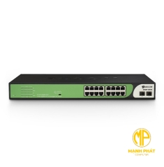 Bộ chuyển mạch Gigabit PoE 16 cổng BDCOM S1500-16P2S (PoE 16 cổng + SFP Gigabit 2 cổng) PoE 180W