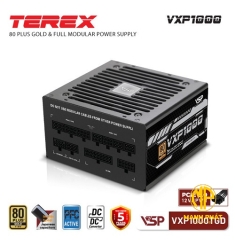 Bộ nguồn VSP TEREX VXP1000TGD JPN 1000W (80Plus Gold| AC 100~240V/ 12/6A| A.PFC| DC to DC | 2*8Pin| ATX3.1/ PCI-E5.1 | Full Modular)