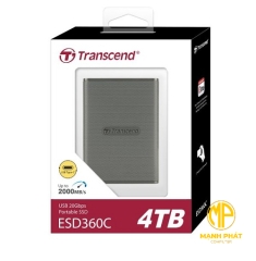 ổ cứng gắn ngoài Transcend 4TB, External SSD, ESD360C, USB 20Gbps, Type C, up to 2,000 MB/s, one-touch backup botton| TS4TESD360C