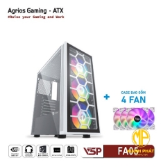 Vỏ Case VSP Gaming FA05 Trắng 4Fans Led (ATX USB 3.0 | Có Sẵn 4Fan LED | Mặt trước lưới | Nắp hông kính)