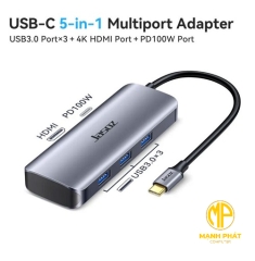 Bộ Chuyển Jasoz T-H109 USB Type C Sang HDMI + 3 Cổng USB 3.0 + PD 100W HDMI hỗ trợ 4K / 30Hz