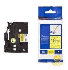 TZe-FX641	 - Nhãn TZe siêu dẻo - Chữ đen trên nền vàng 18mm