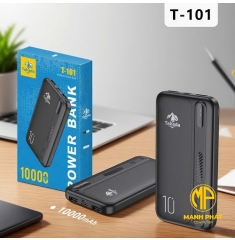 Pin Dự Phòng TAHADA T-101 Dung Lượng 10000mAh Sạc Thường 12W Li-Polymer, 2 Cổng USB, An Toàn, Bền Đẹp, Dễ Mang Theo