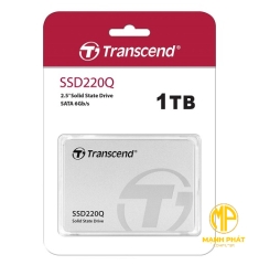 ổ cứng gắn trong 1TB SSD220Q 2.5 SATA3, QLC Transcend (Seq R/W: 550/500MB/s) TS1TSSD220Q