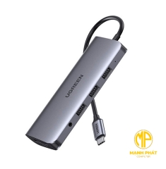 Bộ chuyển đổi USB C to HDMI + VGA + LAN 1Gbps + Hub USB3.0 + SD/TF + Audio Ugreen 80133 cao cấp